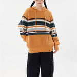 復古撞色條紋連帽衛衣