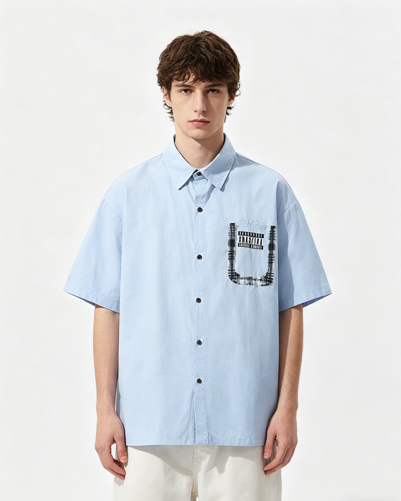 Retro patchwork casual shirt