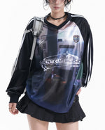 Retro contrasting color couple long sleeves