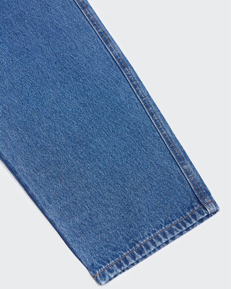 做舊破洞牛仔直筒長褲