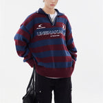 Retro yellow versatile striped sweater