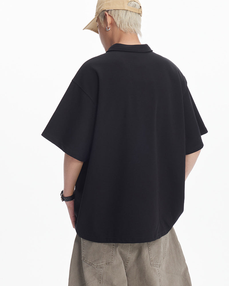 Retro solid color polo short sleeve