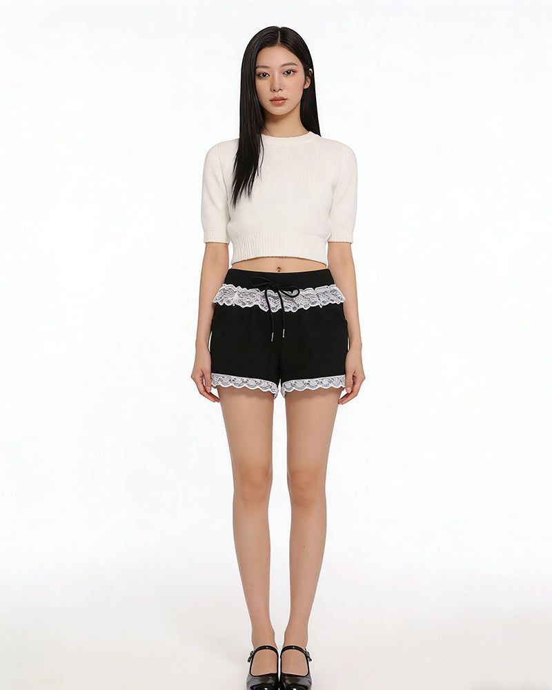 蕾絲花邊休閑短褲