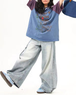 레터 프린트 컬러블록 반팔