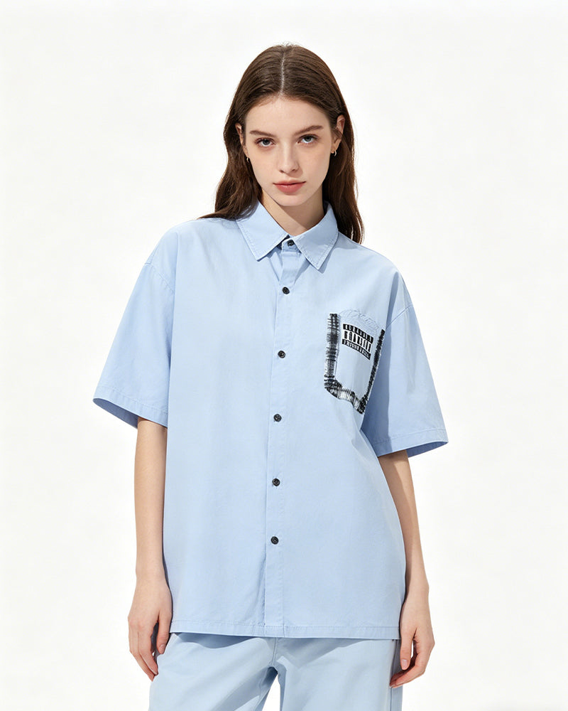 Retro patchwork casual shirt