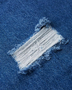 做舊破洞牛仔直筒長褲