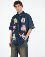 狗狗刺綉牛仔襯衫