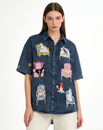 狗狗刺綉牛仔襯衫