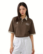 Retro plaid patchwork short-sleeved shirt