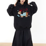 復古臘腸狗刺綉連帽衛衣