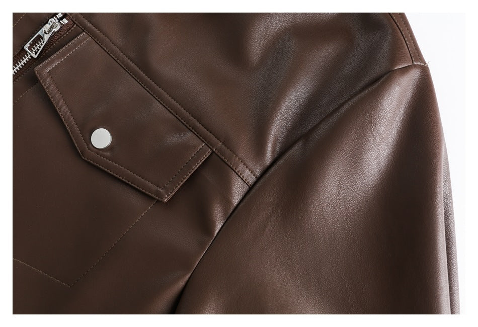 Retro motorcycle leather jacket