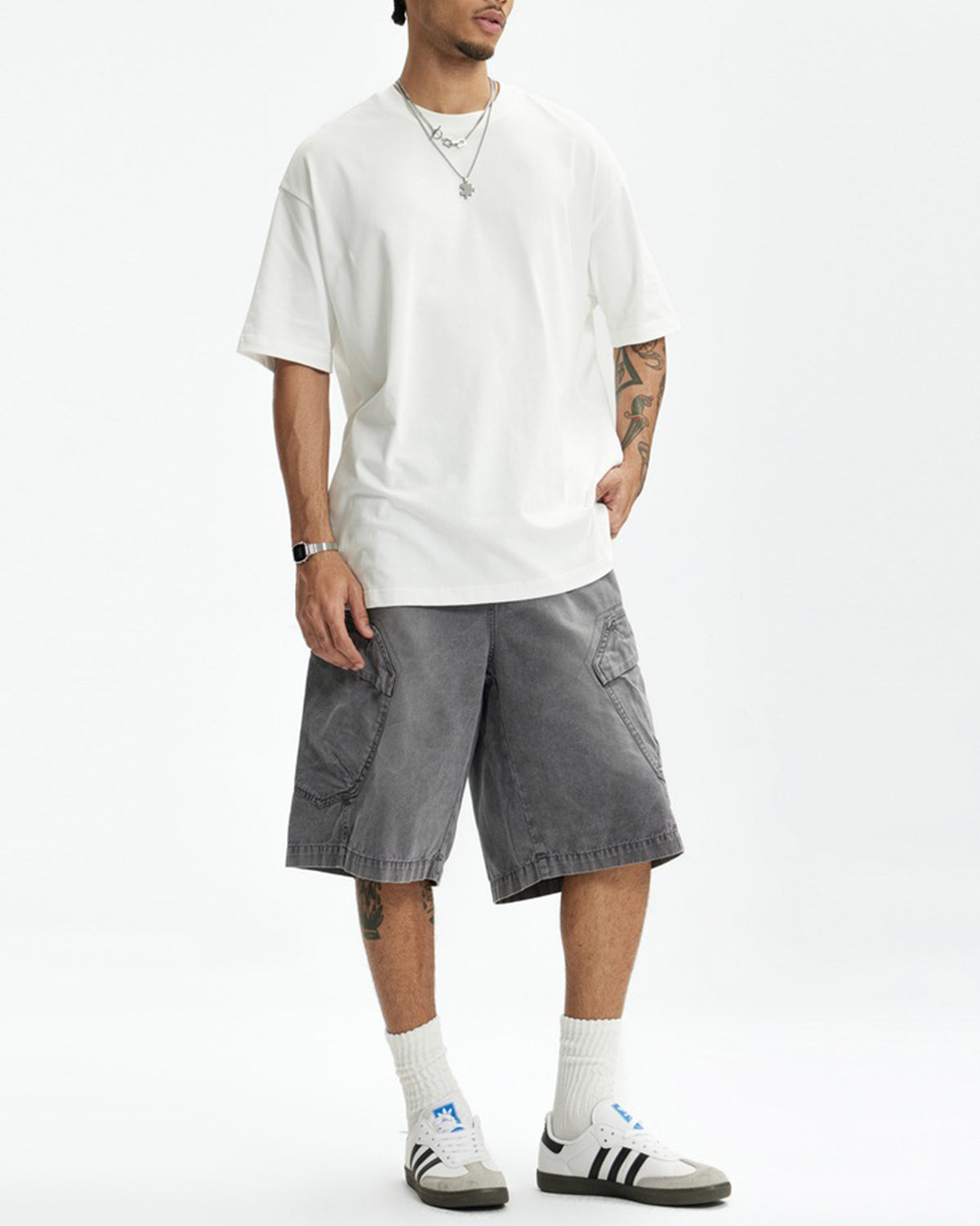 Washed casual overalls