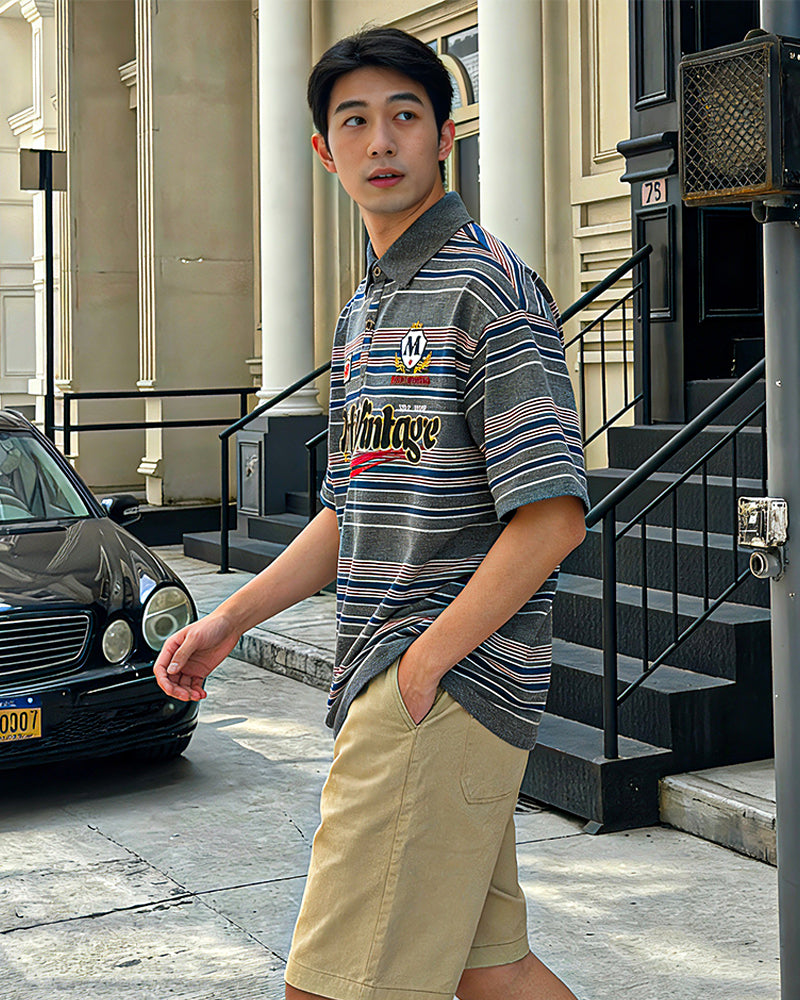 復古字母刺綉短袖