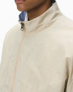 Casual stand-up collar plaid color-blocked baseball jacket