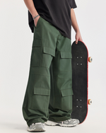 休閑口袋工裝褲