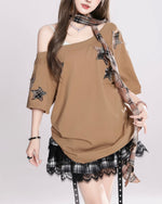 Retro off-shoulder short sleeves