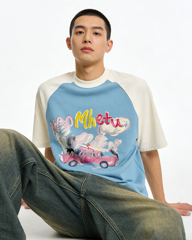 콘트라스트 컬러 라글런 반팔