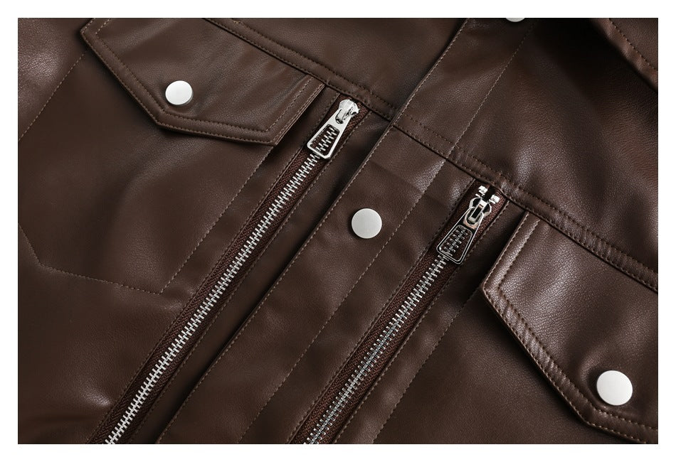Retro motorcycle leather jacket