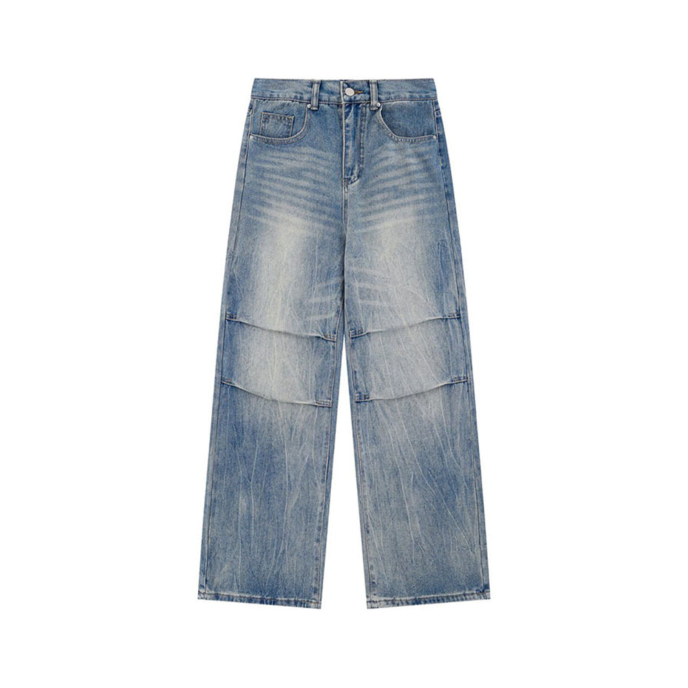 水洗直筒牛仔褲