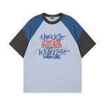 느슨한 대조적인 색상 디자인의 짧은 소매