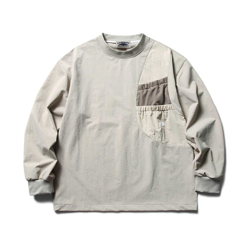 Patchwork pocket crew neck sweatshirt