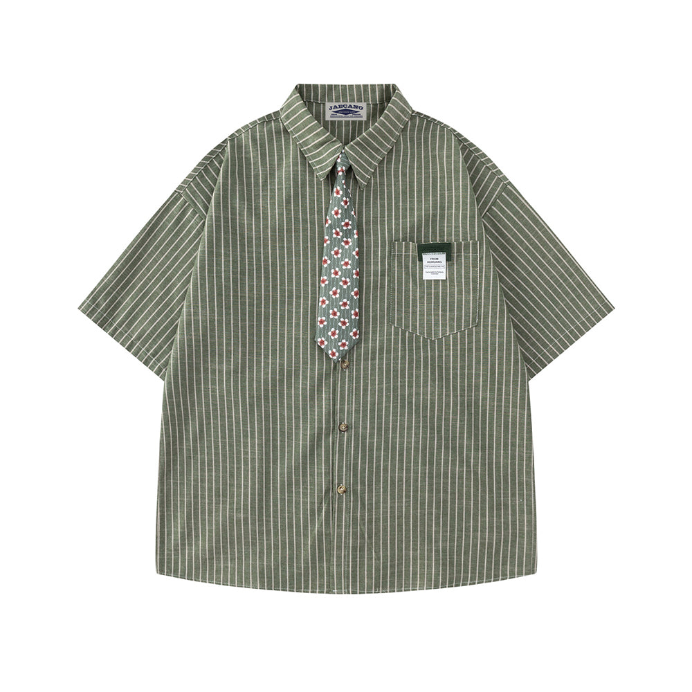 復古碎花短袖襯衫