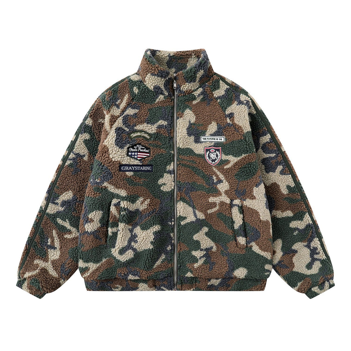 빈티지 카무플라주 배지 자수 재킷