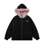 Retro reversible hooded cotton jacket