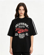Contrast color letter print short sleeves