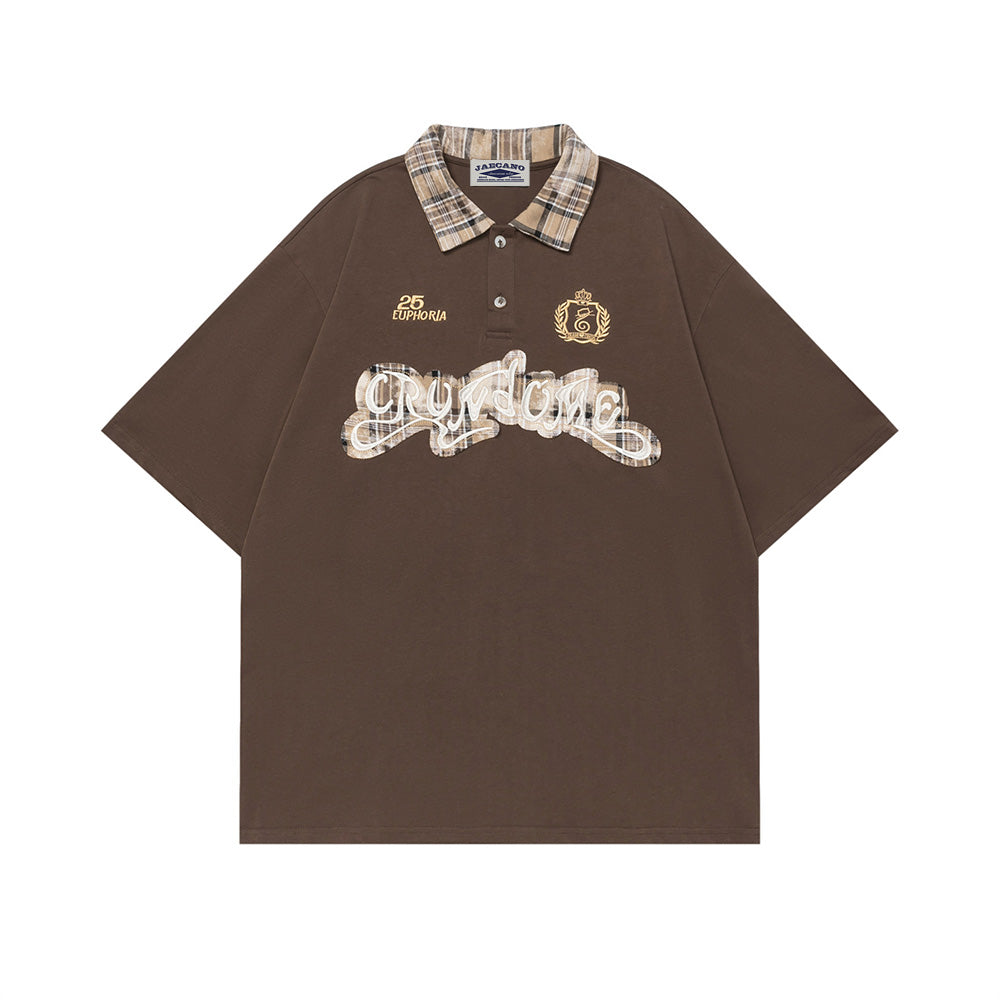 아플리케 문자 짧은 소매