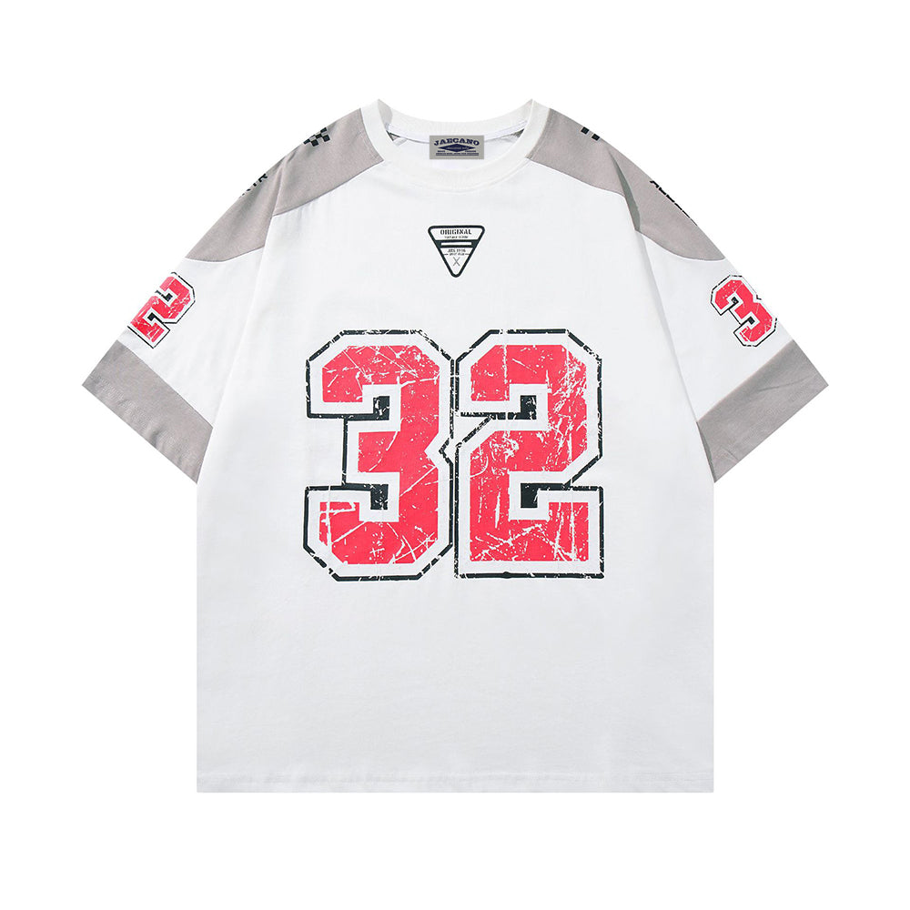 Contrast color printed short sleeves