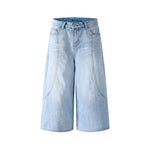 Vintage washed denim shorts