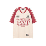 레트로 콘트라스트 프린트 반소매