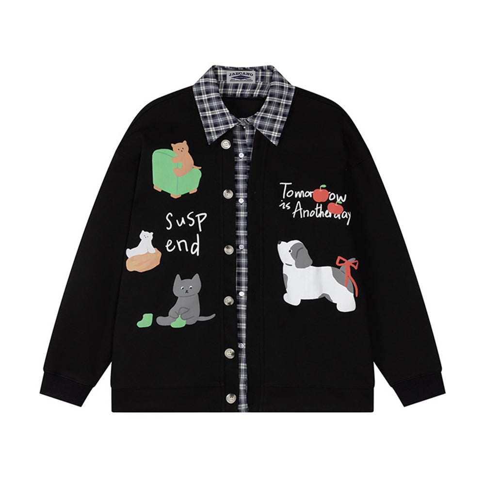 Collared faux two-piece couple top