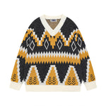 Loose diamond-patterned thickened sweater