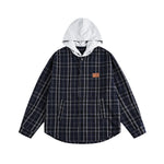 Paneled Check Hooded Shirt
