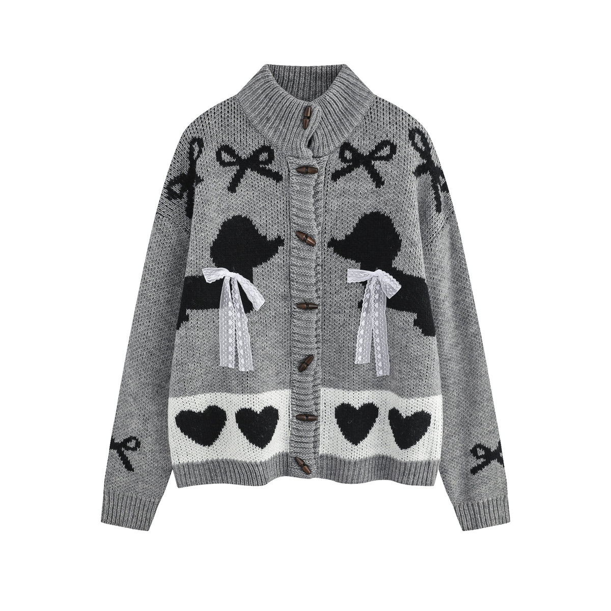 Retro cute bow cardigan sweater
