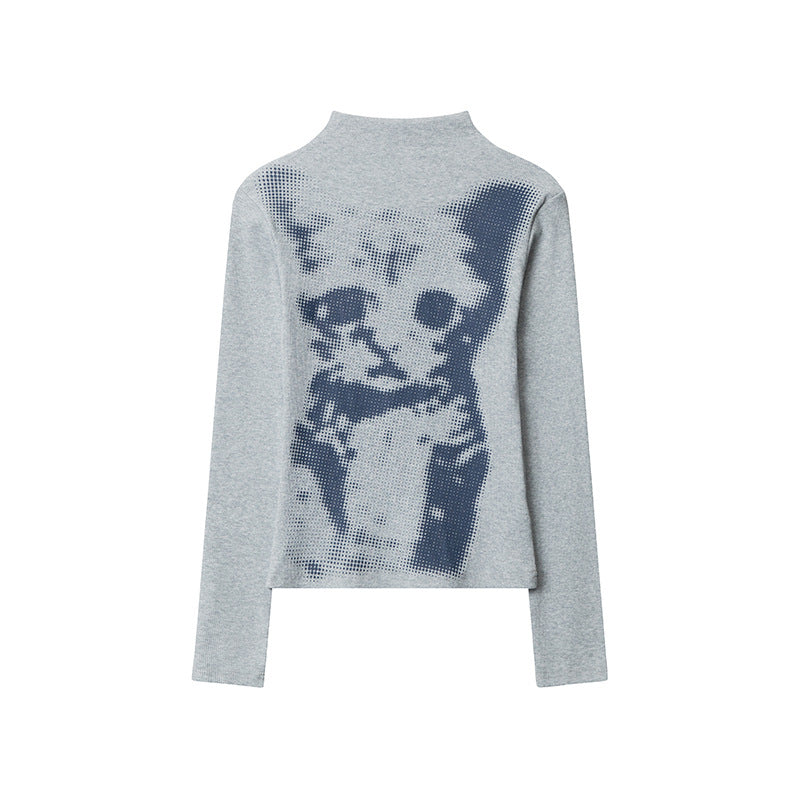 Retro cat print top (women's style)