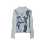 Retro cat print top (women's style)
