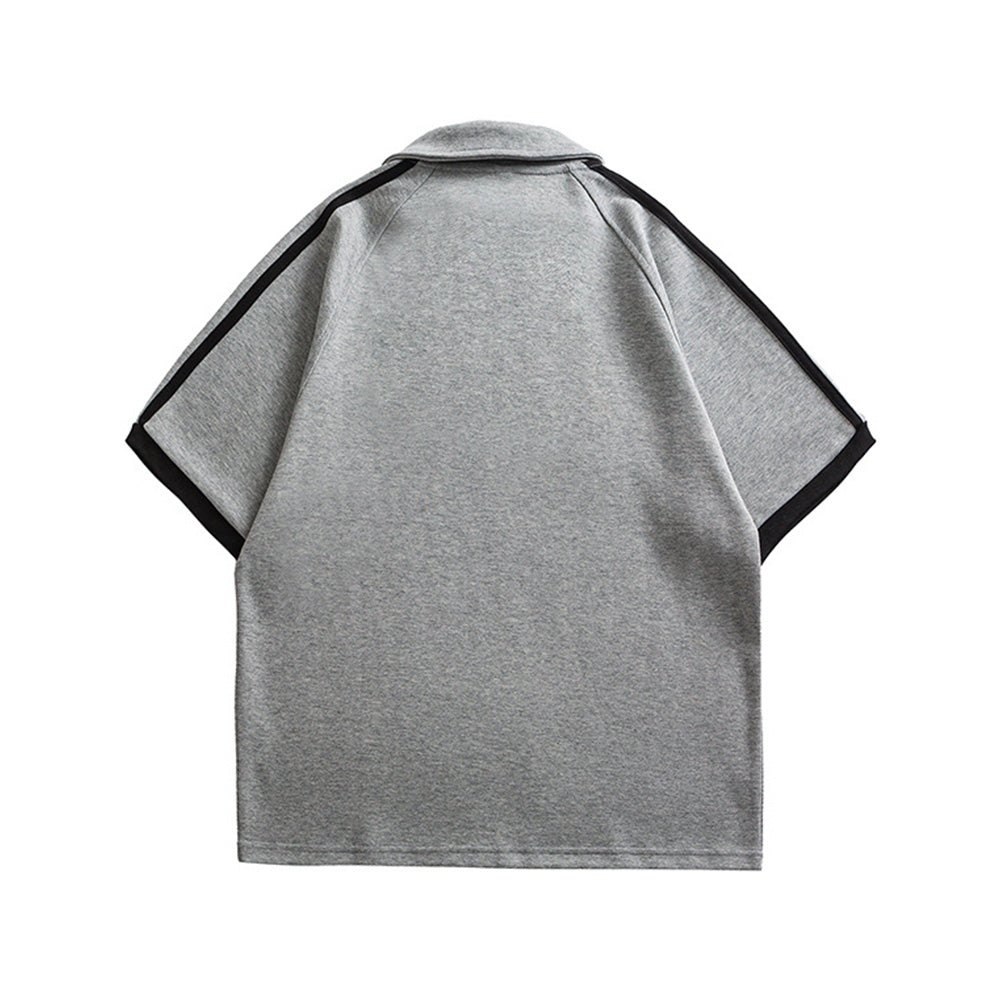 Stripe embroidered polo short sleeves