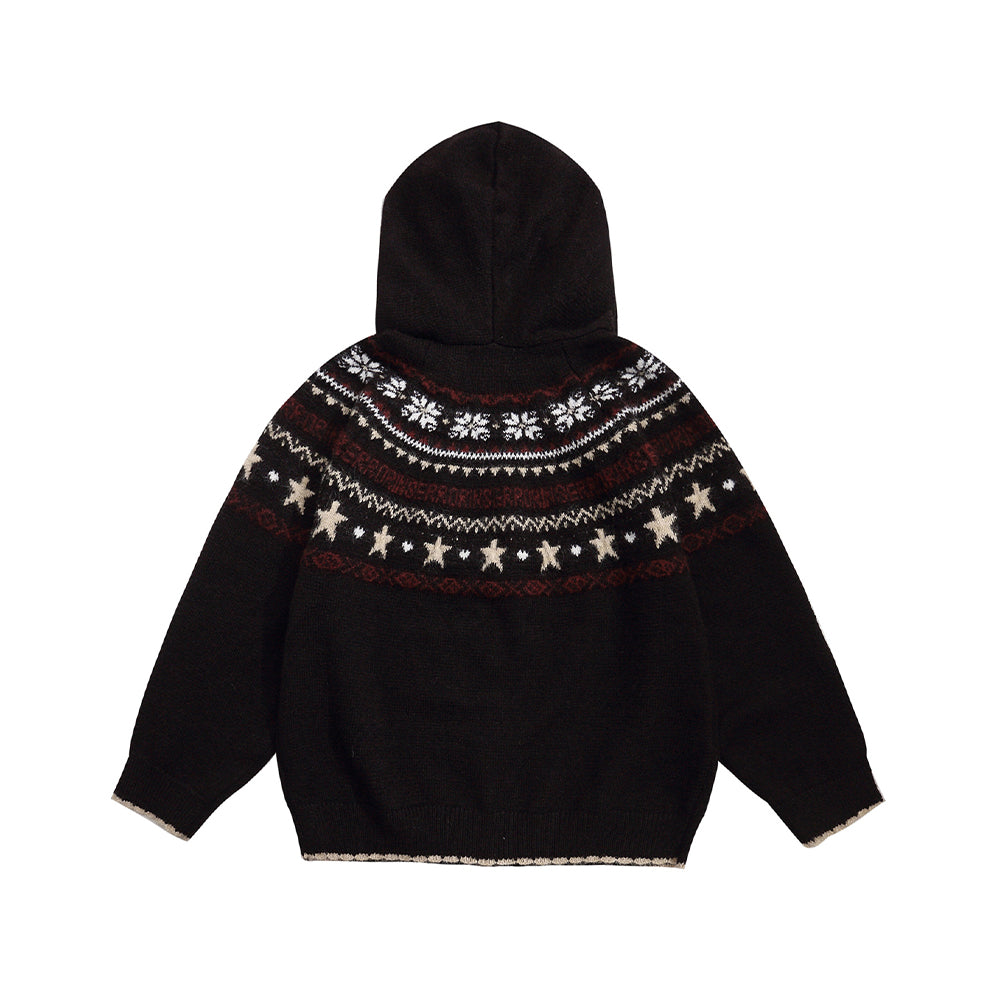 Hooded knit cardigan