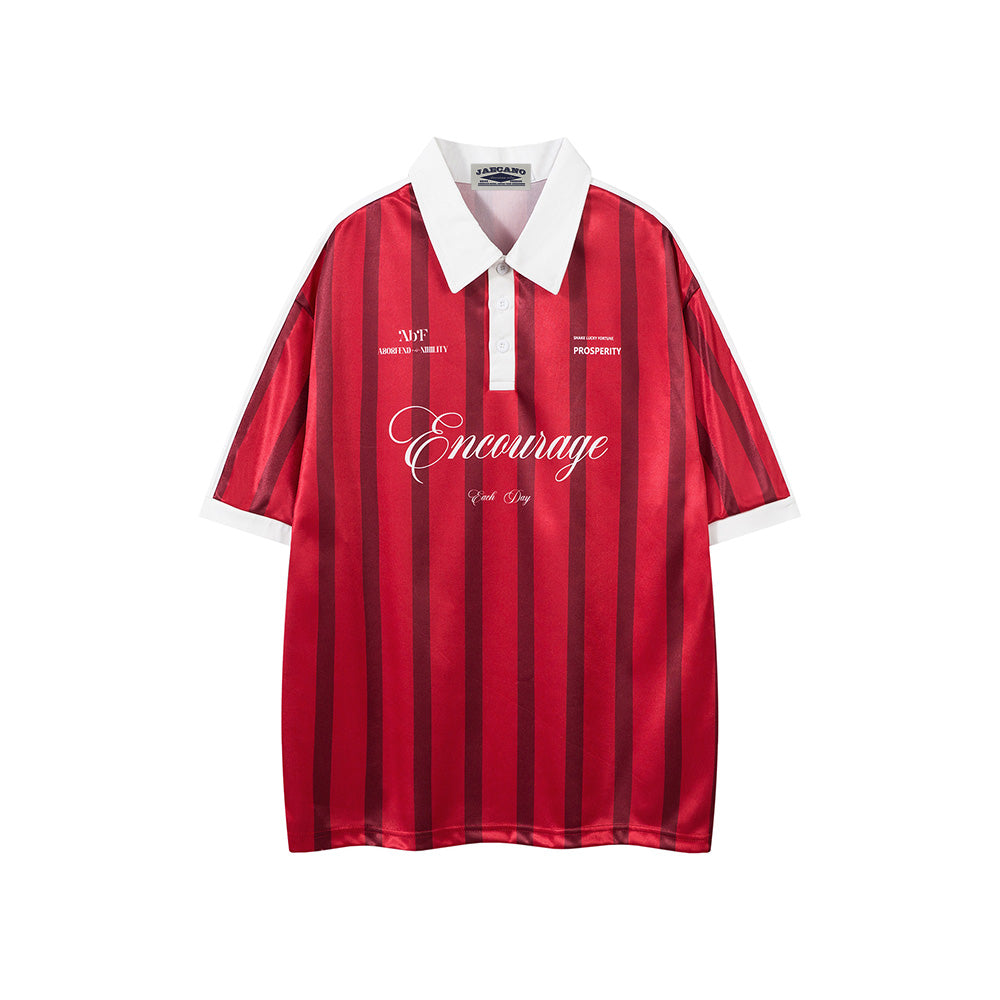 레트로 대비 스트라이프 반소매