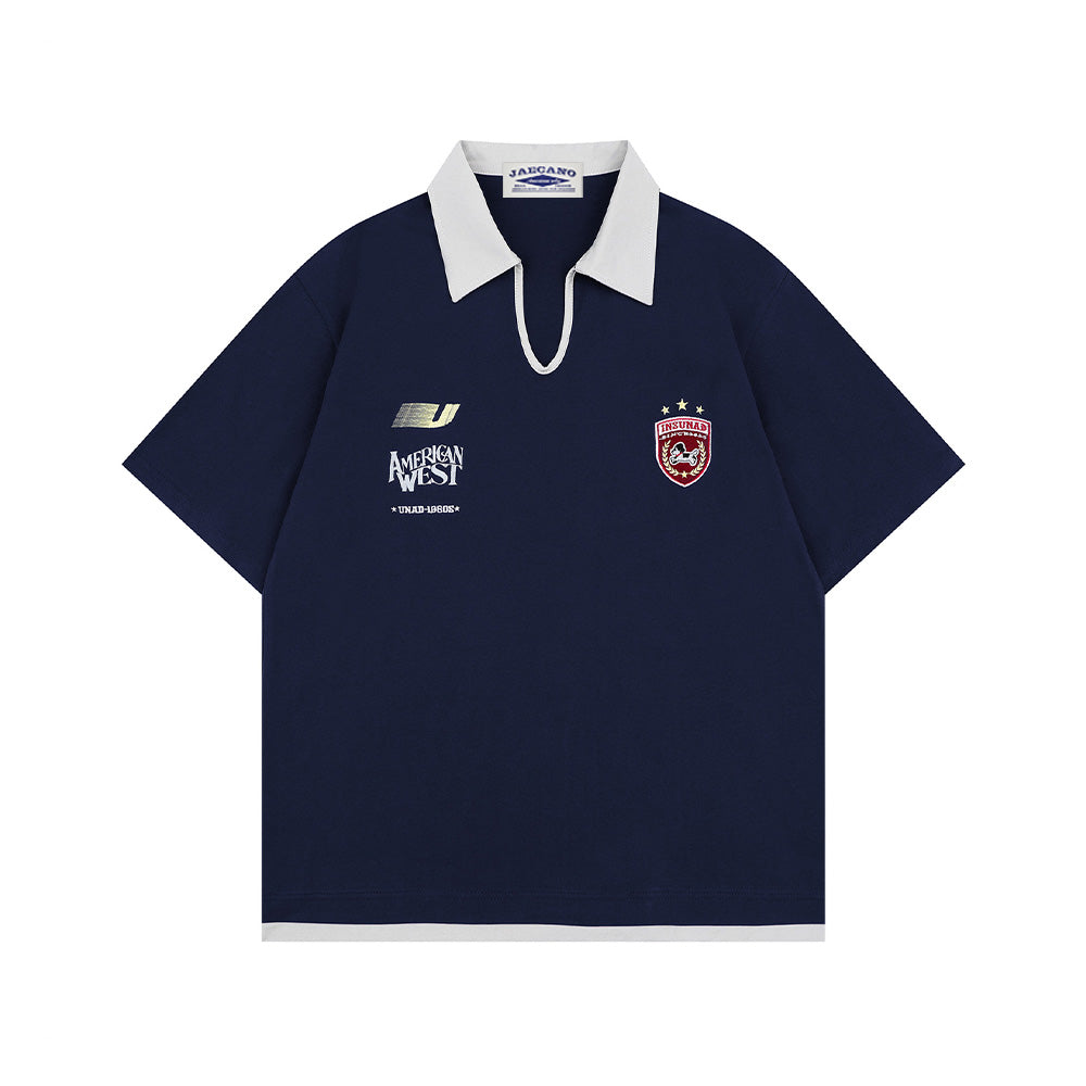 레트로 콘트라스트 라펠 반팔