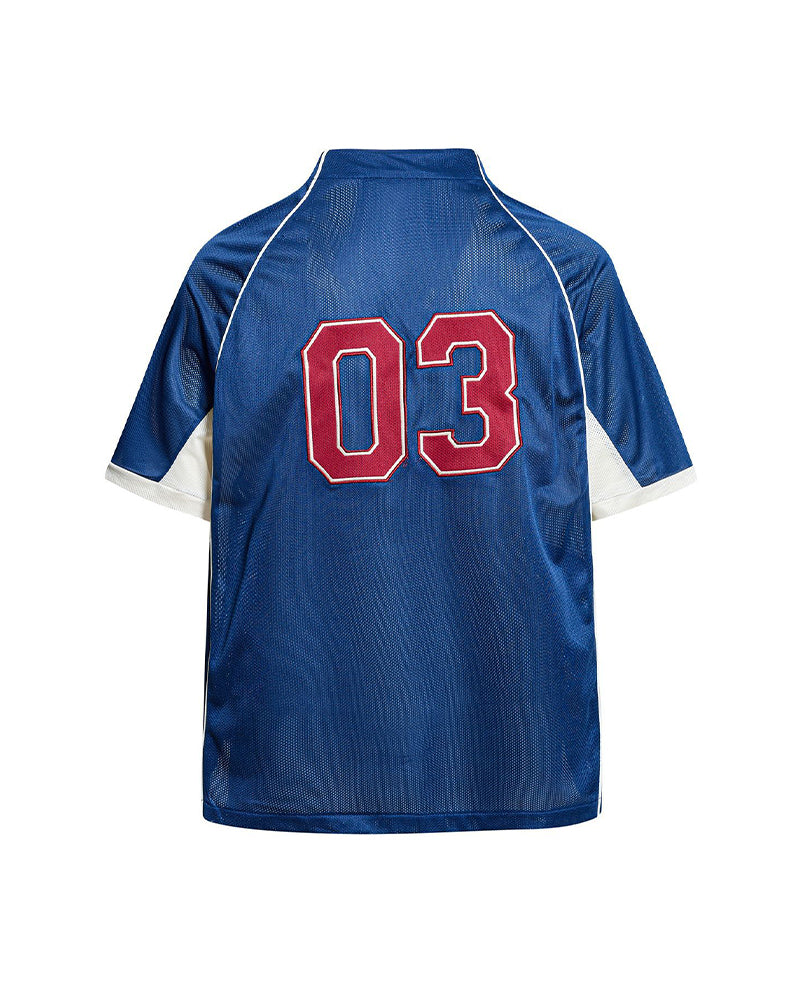 Retro color-blocked sports short-sleeved shirt