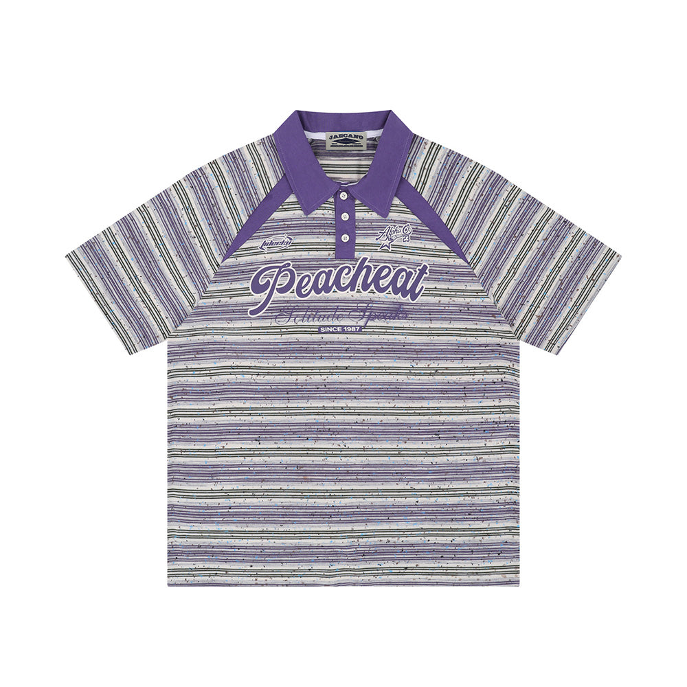 대조적인 줄무늬 짧은 소매