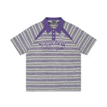 대조적인 줄무늬 짧은 소매