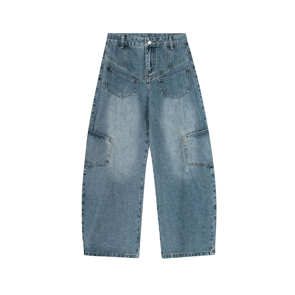 復古水洗牛仔長褲
