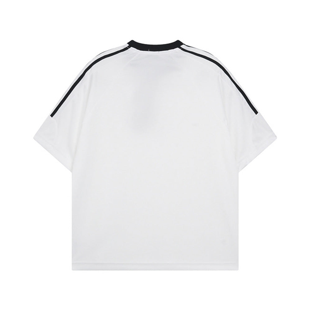 Retro striped contrast short sleeves