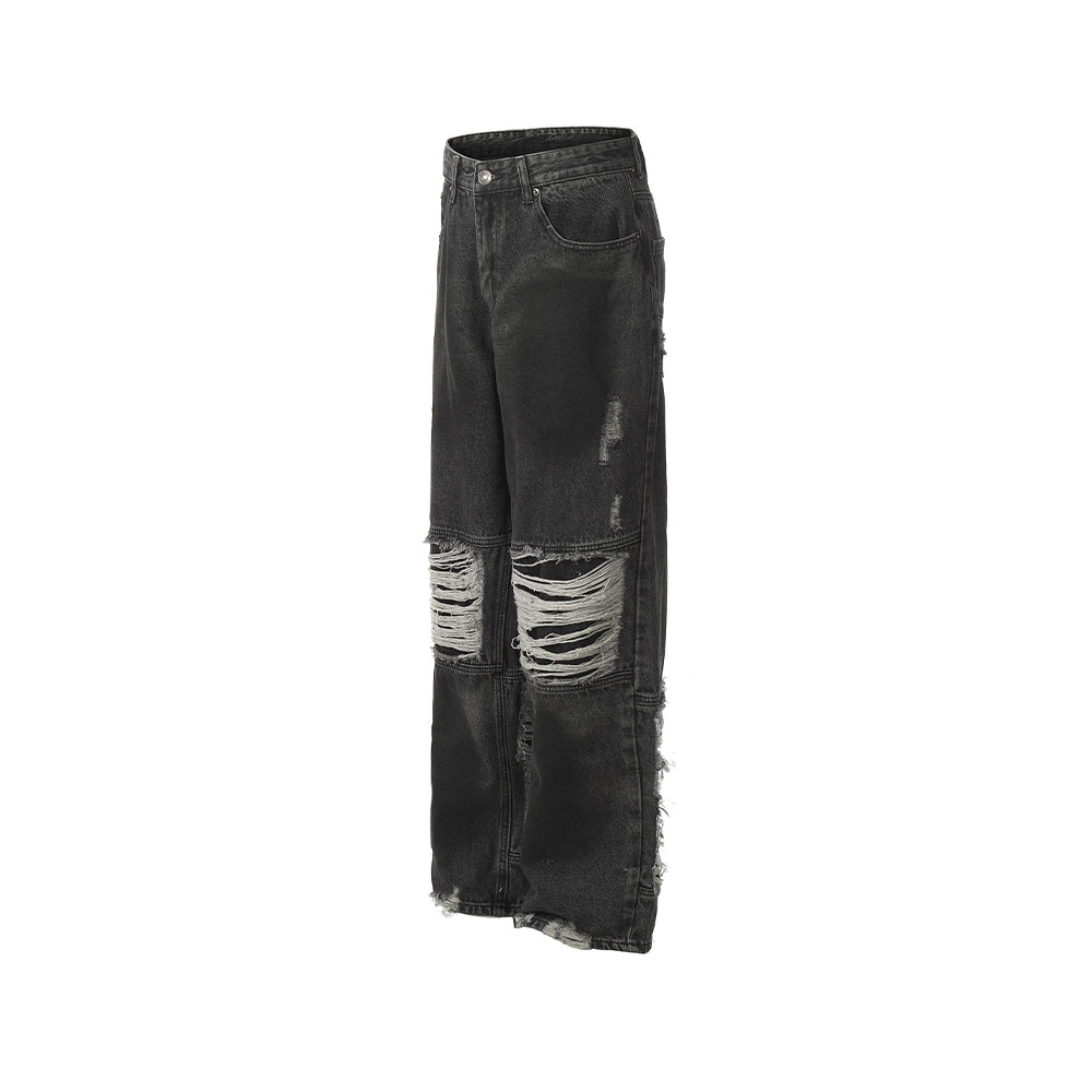 做舊直筒牛仔褲