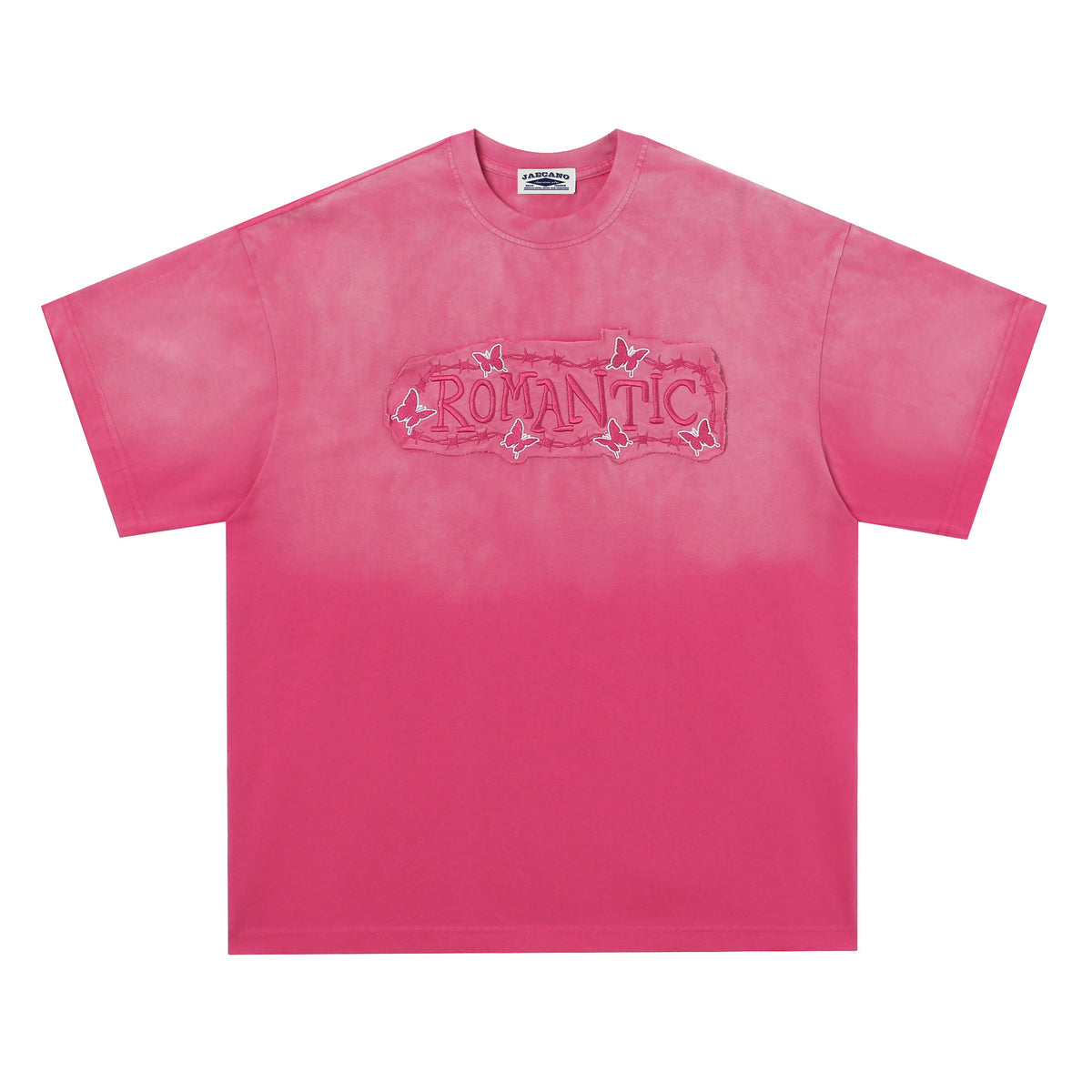 American retro patch washed short sleeves